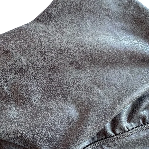 Aerie Offline Dark Green Distressed Faux Leather Sports Bra Top - Picture 3 of 9